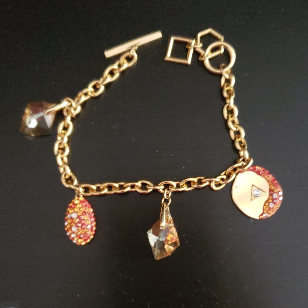 Swarovski Gold and Orange Charm Bracelet